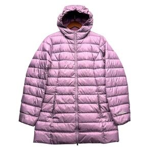 Eddie Bauer Puffer Jacket Women's Size M Purple Hooded 650 Fill Down